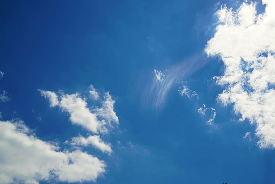 blue clear sky with white clouds, blue sky, background, blue sky clouds HD wallpaper