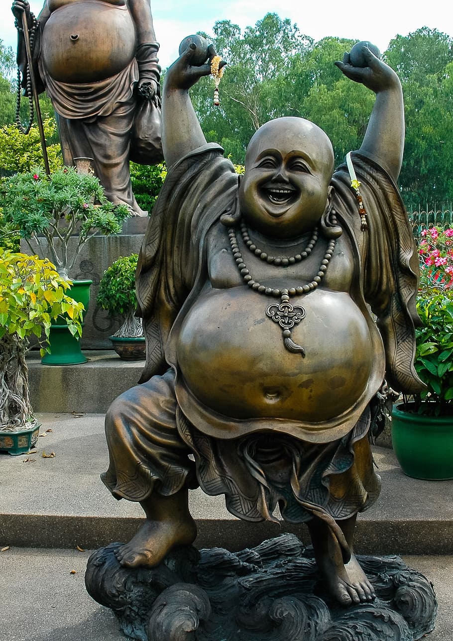 broncefigur, statue, fat belly, laugh, sculpture, art and craft