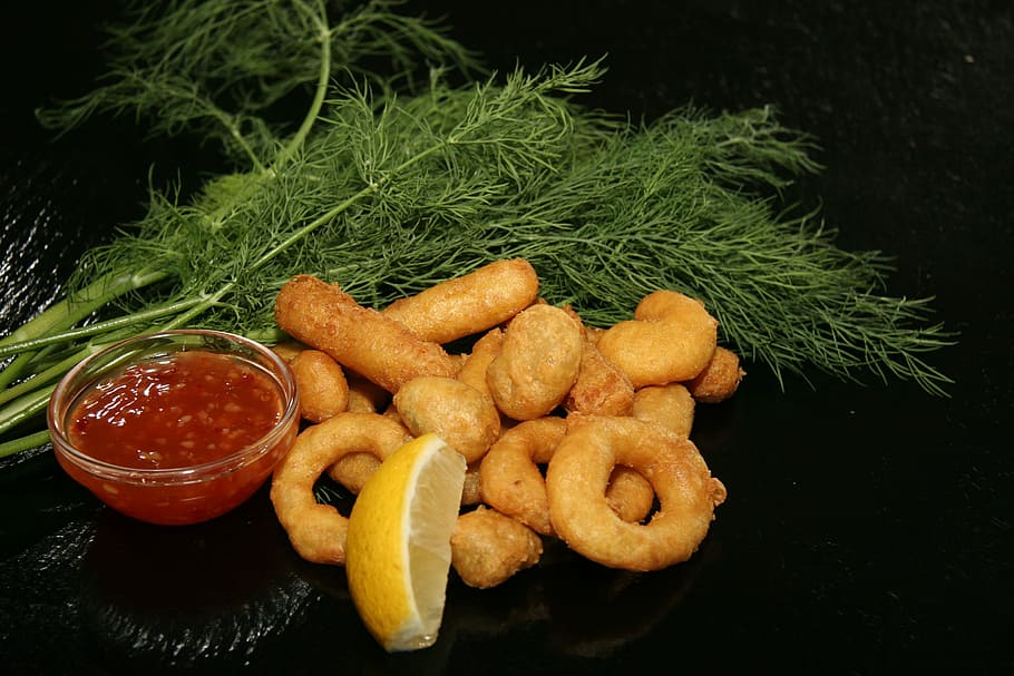 fish, prawns, blæksprutteringe, food, refreshments, delicacy HD wallpaper