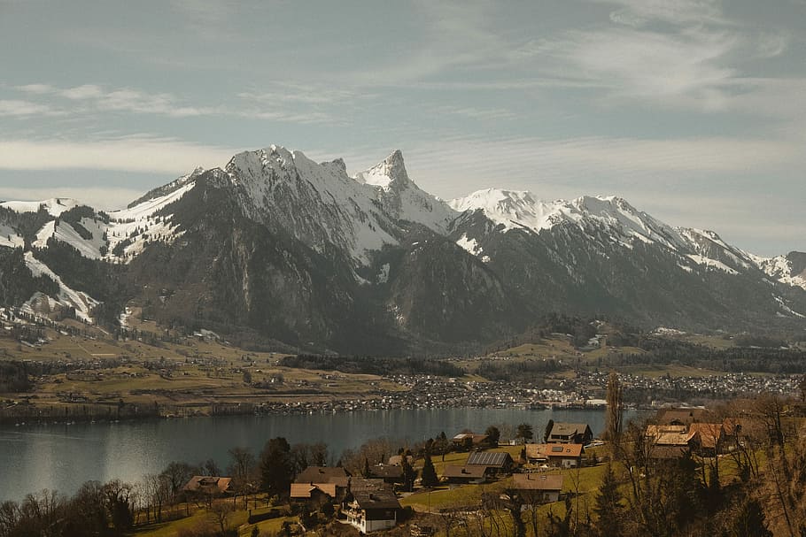 City near the mountains. Stockhorn. Stockhorn Mount Stockhorn Switzerland. Cap Wallpaper.