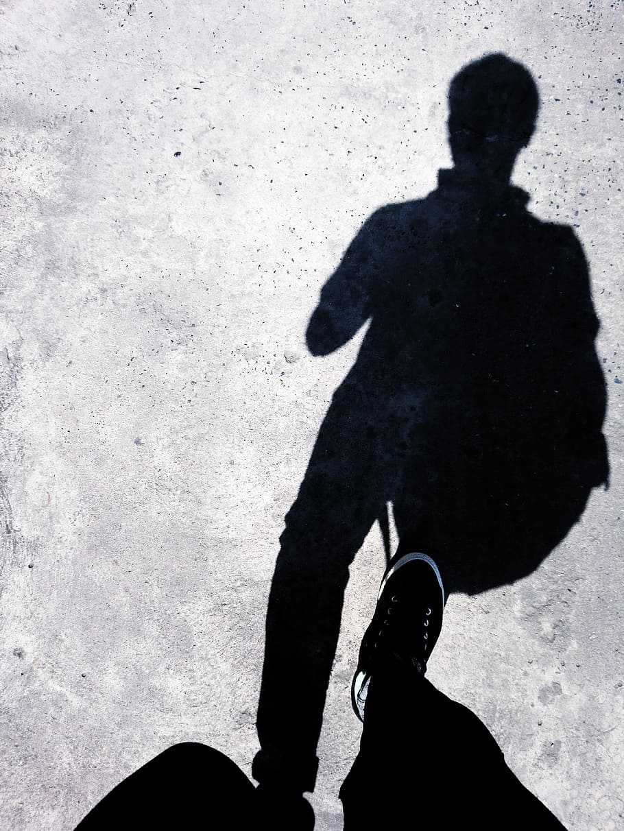 journey, silhouette of person, shadow, foot, concrete, sun, shade, HD wallpaper