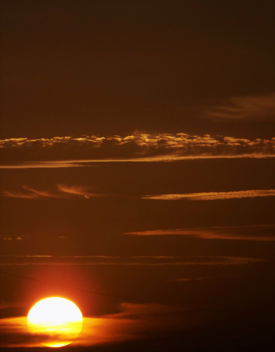 sun, sunset, orange sky, night, cloud - sky, nature, beauty in nature HD wallpaper