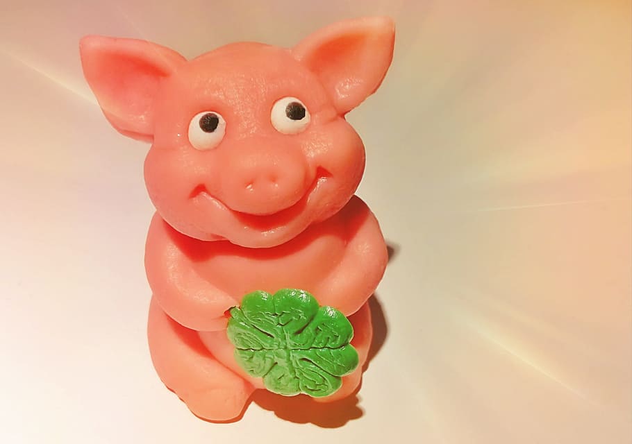 close-up photo of pink ceramic pig figurine on white surface, HD wallpaper