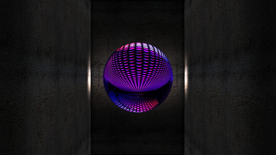 purple ball, wall, shaft, structure, light, graphic, space HD wallpaper