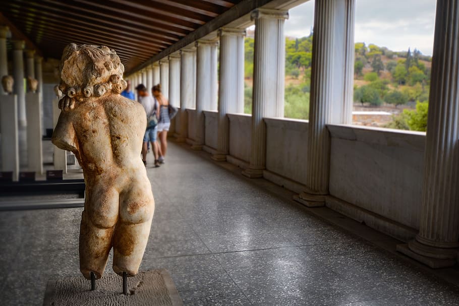 greece, greek, statue, back, rear, museum, athens, history HD wallpaper