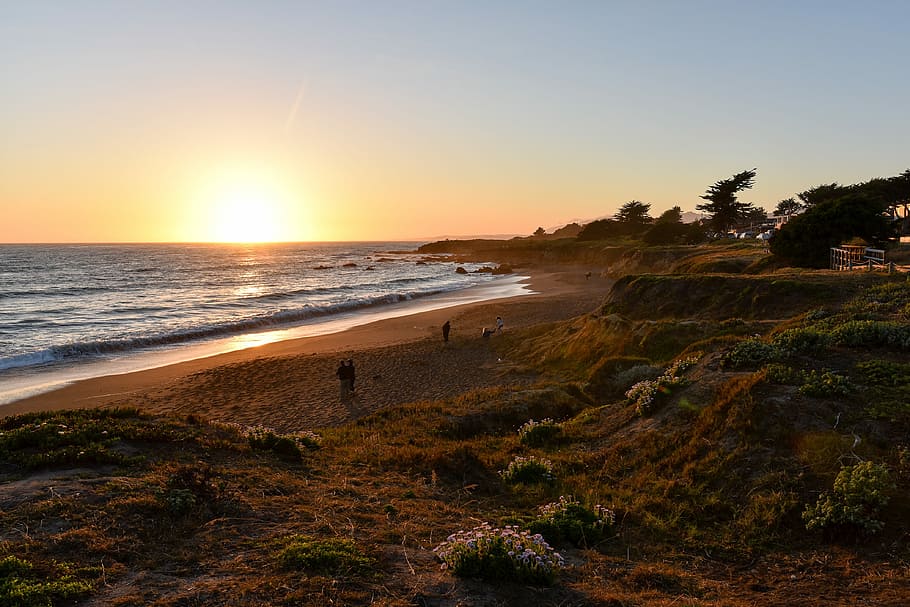 Sunset, Pacific, Beach, Sea, Evening, landscape, nature, scenics HD wallpaper