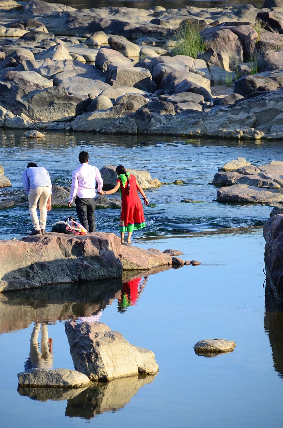 river, india, wash, reflection, people, ritual, water, nature HD wallpaper