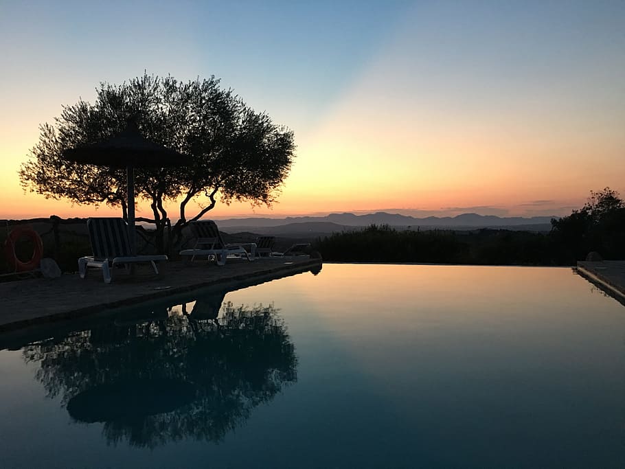 sunset, mallorca, peaceful, mood, afterglow, abendstimmung HD wallpaper