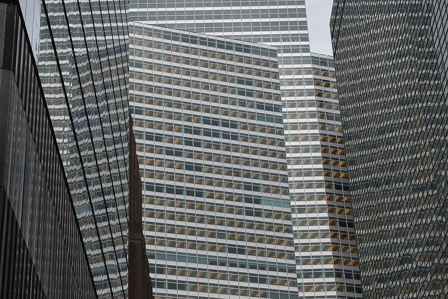 low angle photography of grey high-rise buildings, low angle photo of high-rise buildings HD wallpaper