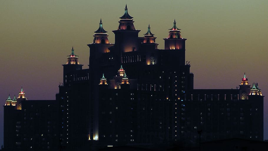 Hotel, Atlantis, Dubai, Evening, atlantis the palm, atlantis hotel, HD wallpaper