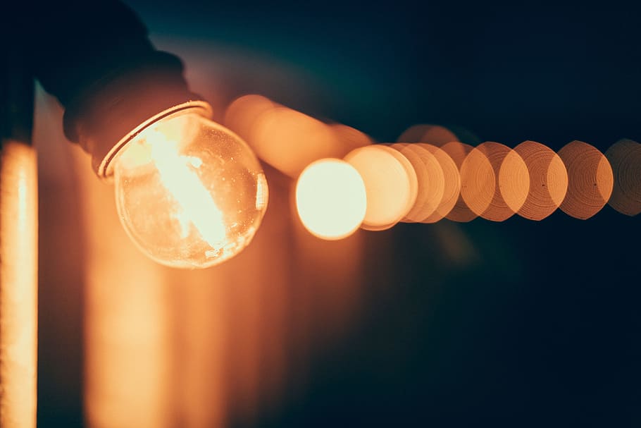 selective focus photography of light bulb, electricity, blur HD wallpaper