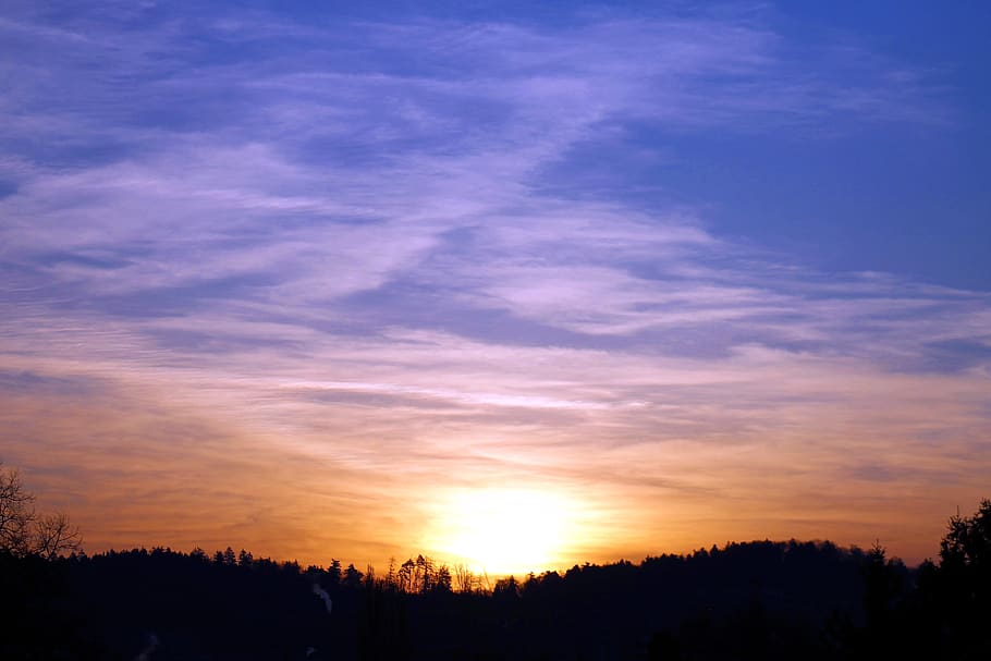 sunset, abendstimmung, sky, cloud - sky, beauty in nature, scenics - nature HD wallpaper
