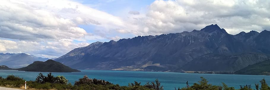 lake, turquoise, mountain, summer, sky, clouds, blue, water HD wallpaper