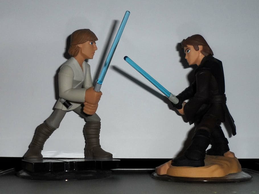 Star Wars characters figurines, geek, macro, two people, full length, HD wallpaper