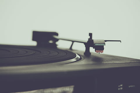 black turntable close-up photo, still, items, things, record HD wallpaper