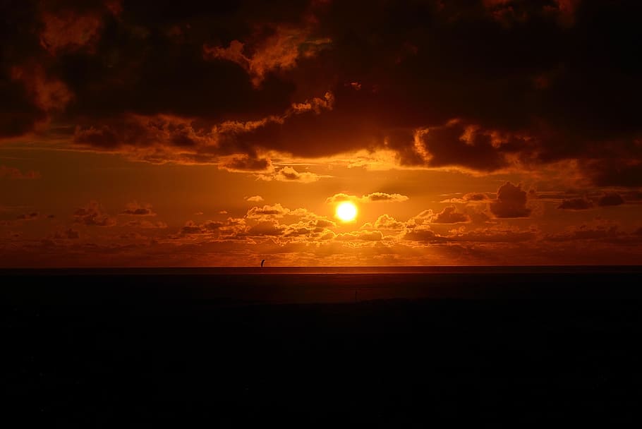 sunset, mood, borkum, abendstimmung, lighting, coast, background image HD wallpaper