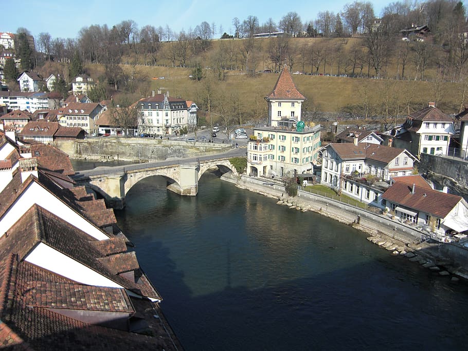 bern, downtown, switzerland, river, bridge, built structure HD wallpaper
