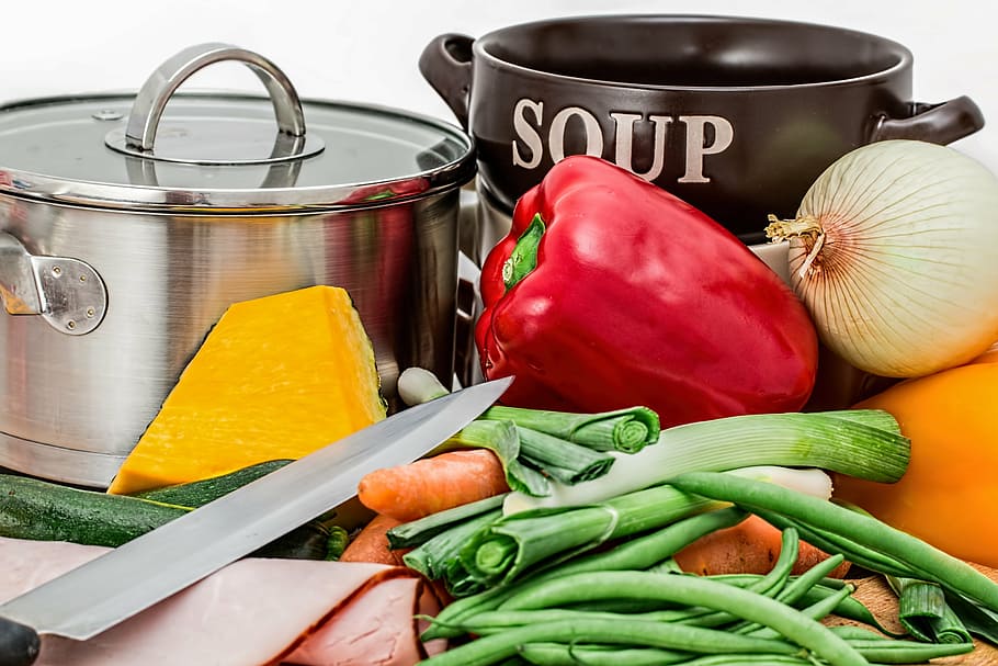 assorted spices, soup, vegetables, pot, cooking, food, healthy HD wallpaper