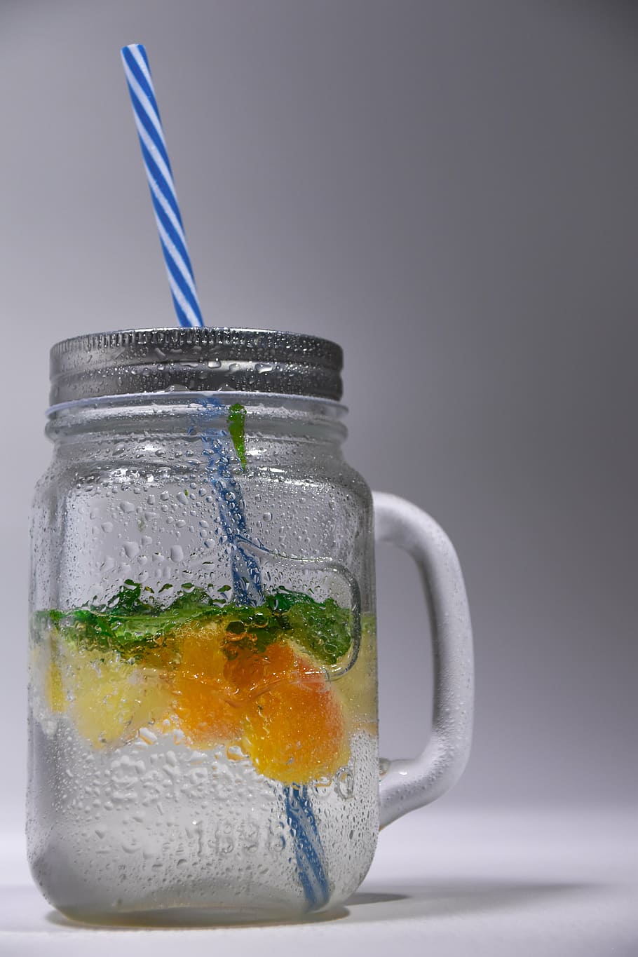 glass, orange, mint, lemon, water, fresh, summer, homemade lemonade HD wallpaper