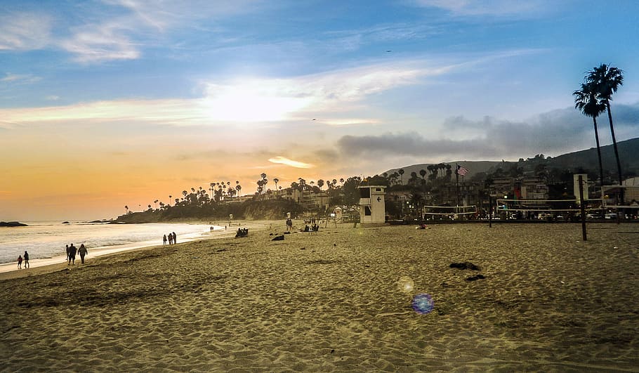 beach, sunset, sea, sky, water, vacation, sand, landscape, sunrise HD wallpaper