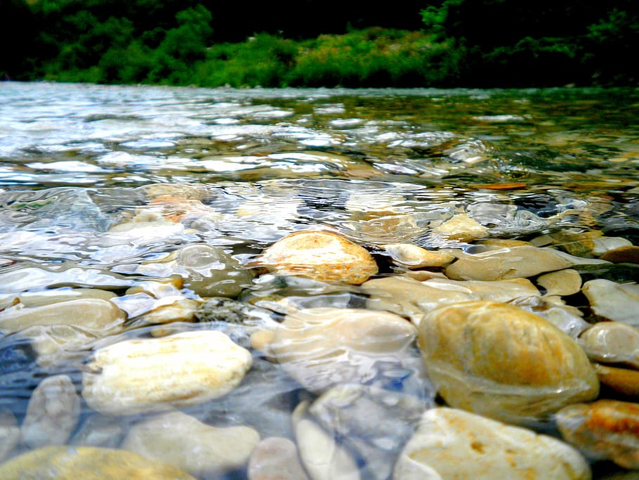 water, stones, river, rock, day, solid, no people, nature, rock - object HD wallpaper