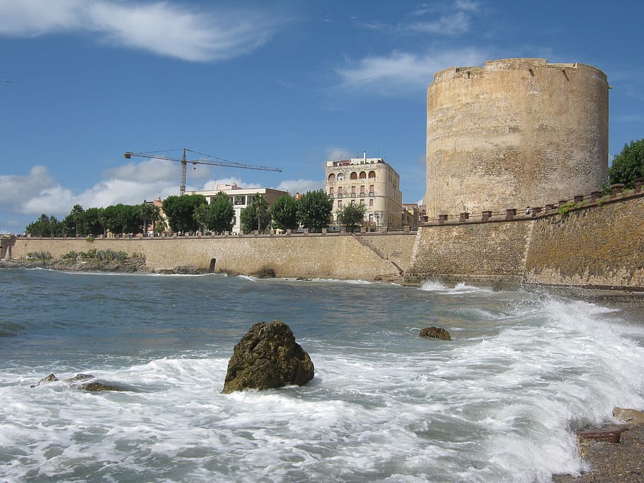 alghero, sardinia, coast, historically, italy, water, built structure HD wallpaper