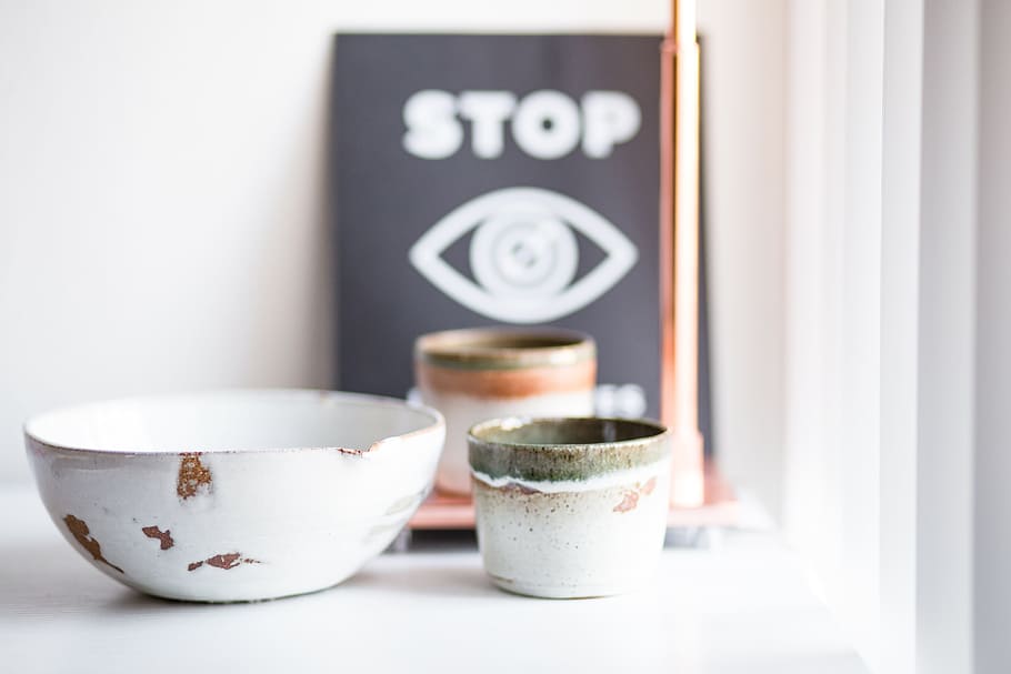 ceramic, glass, bowl, display, sign, inside, food and drink HD wallpaper