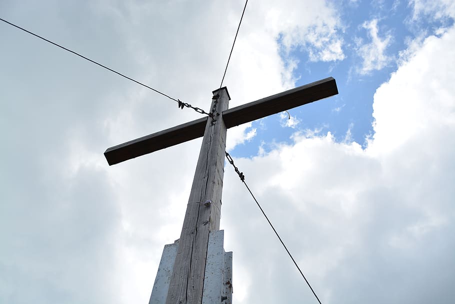 summit cross, viewpoint, cloud - sky, low angle view, day, no people HD wallpaper