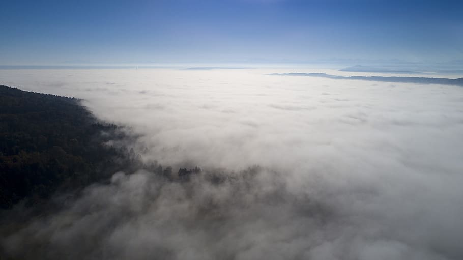 above the clouds, fog, thunderstorm, gloomy, dusk, cloudiness HD wallpaper