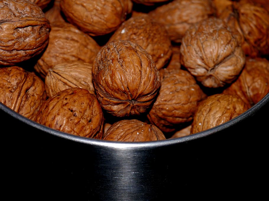 walnut, brown, black, nuts, food, eat, food and drink, still life HD wallpaper