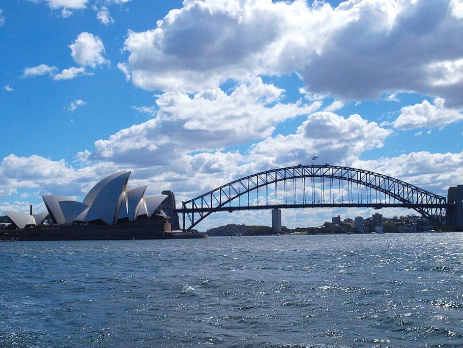 Sydney Opera House during day, harbor, bridge, distance, architecture, HD wallpaper