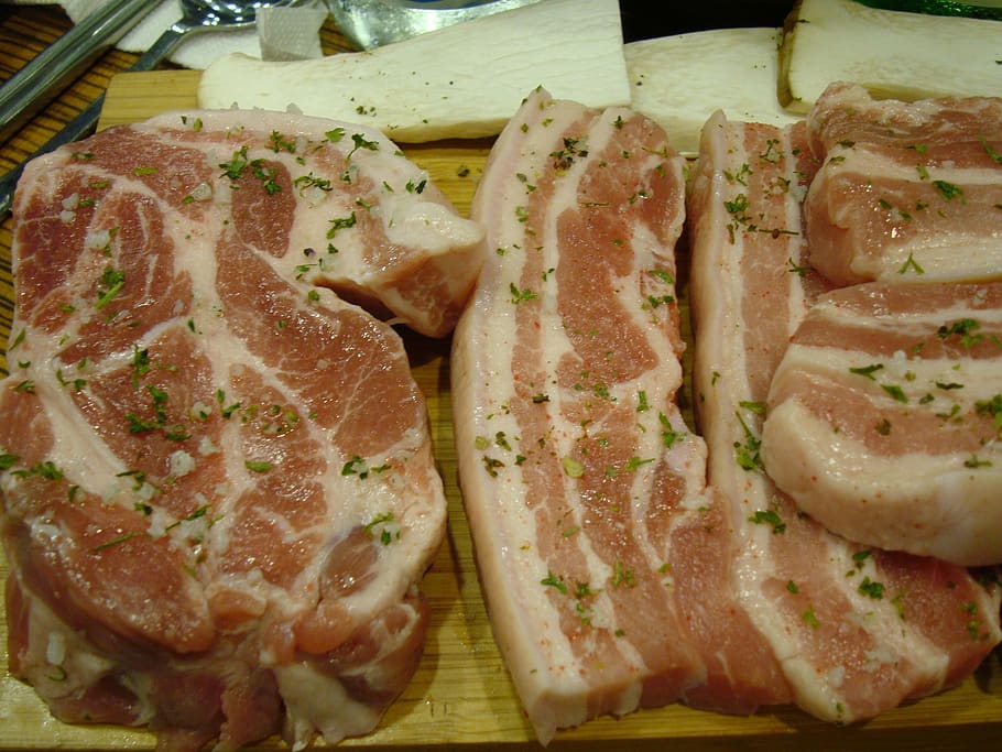 pork, food, food and drink, freshness, meat, indoors, ready-to-eat HD wallpaper