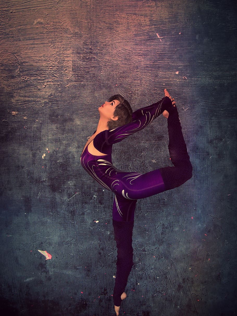 move your body, purple, wall, dancer, ballerina, fantasy, woman