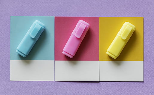 three assorted-color marker case decor on wall, card, chart HD wallpaper