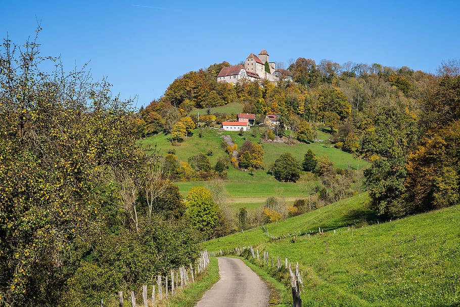 castle pet mountain, künzelsau, stone churches, house of hohenstaufen, HD wallpaper