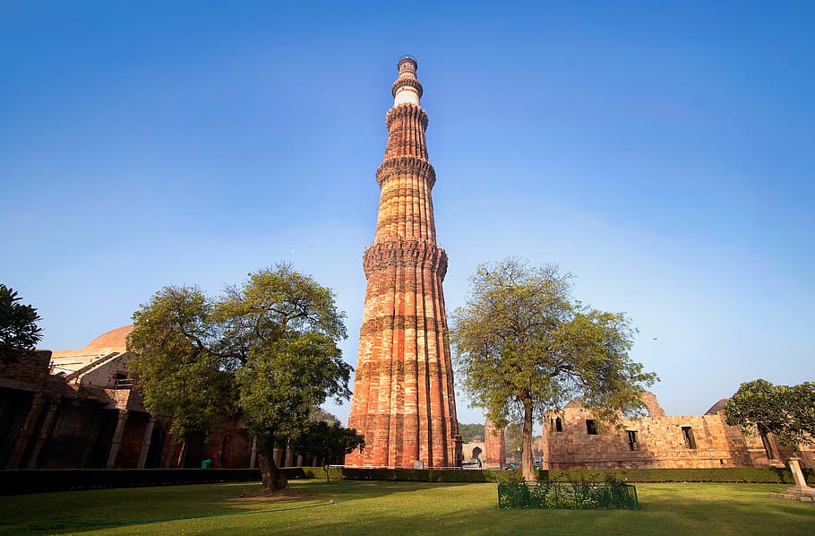 Qutb Minar, India, qutub minar, delhi monument, fort, landscape, HD wallpaper