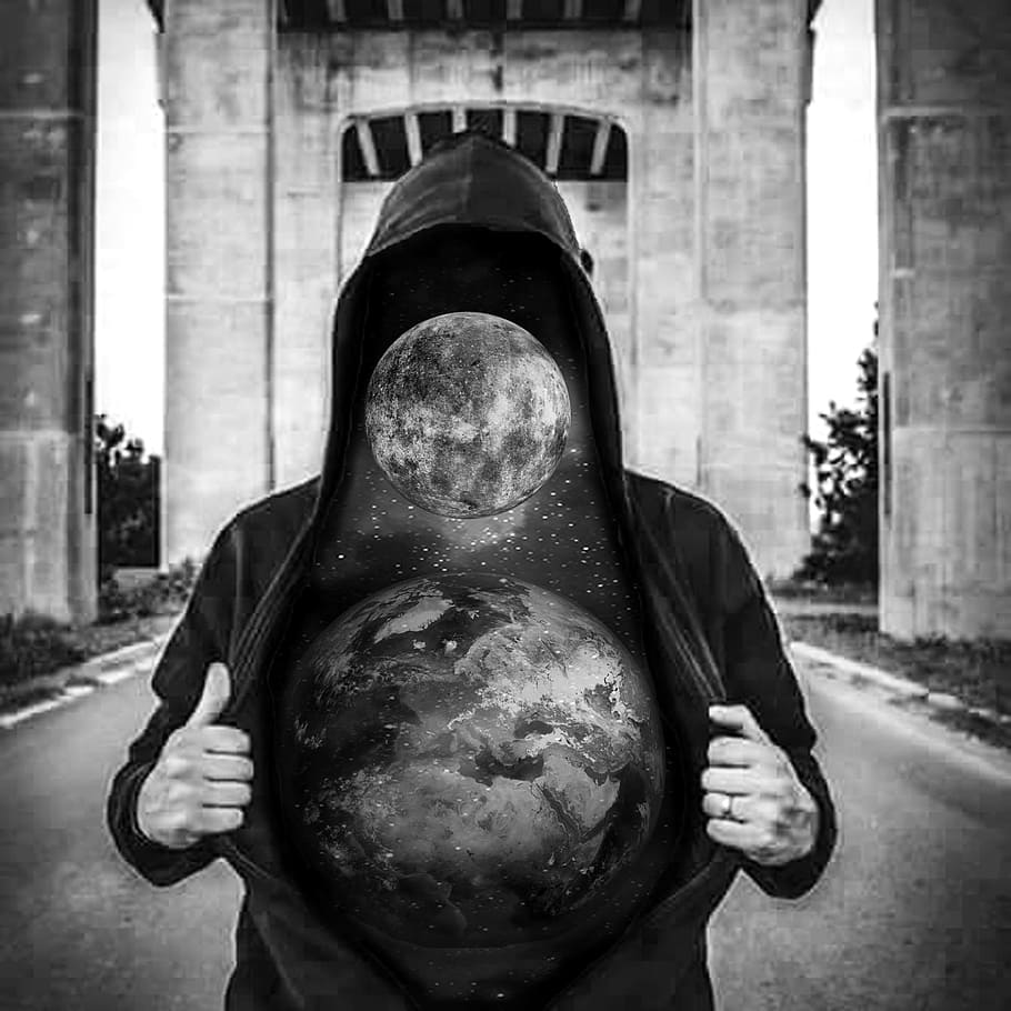 man, street, planets, city, architecture, built structure, one person HD wallpaper
