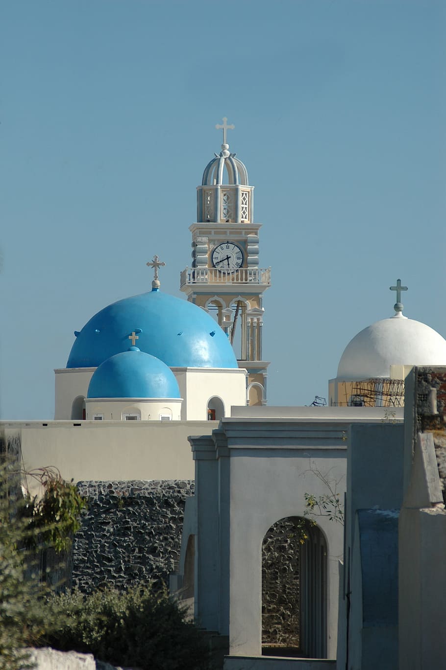 Greece, Santorini, Architecture, Dome, orthodox church, cross HD wallpaper