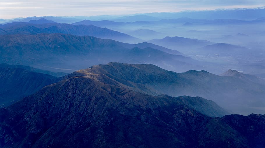 aerial photography of mountain range, aerial photo of mountain HD wallpaper
