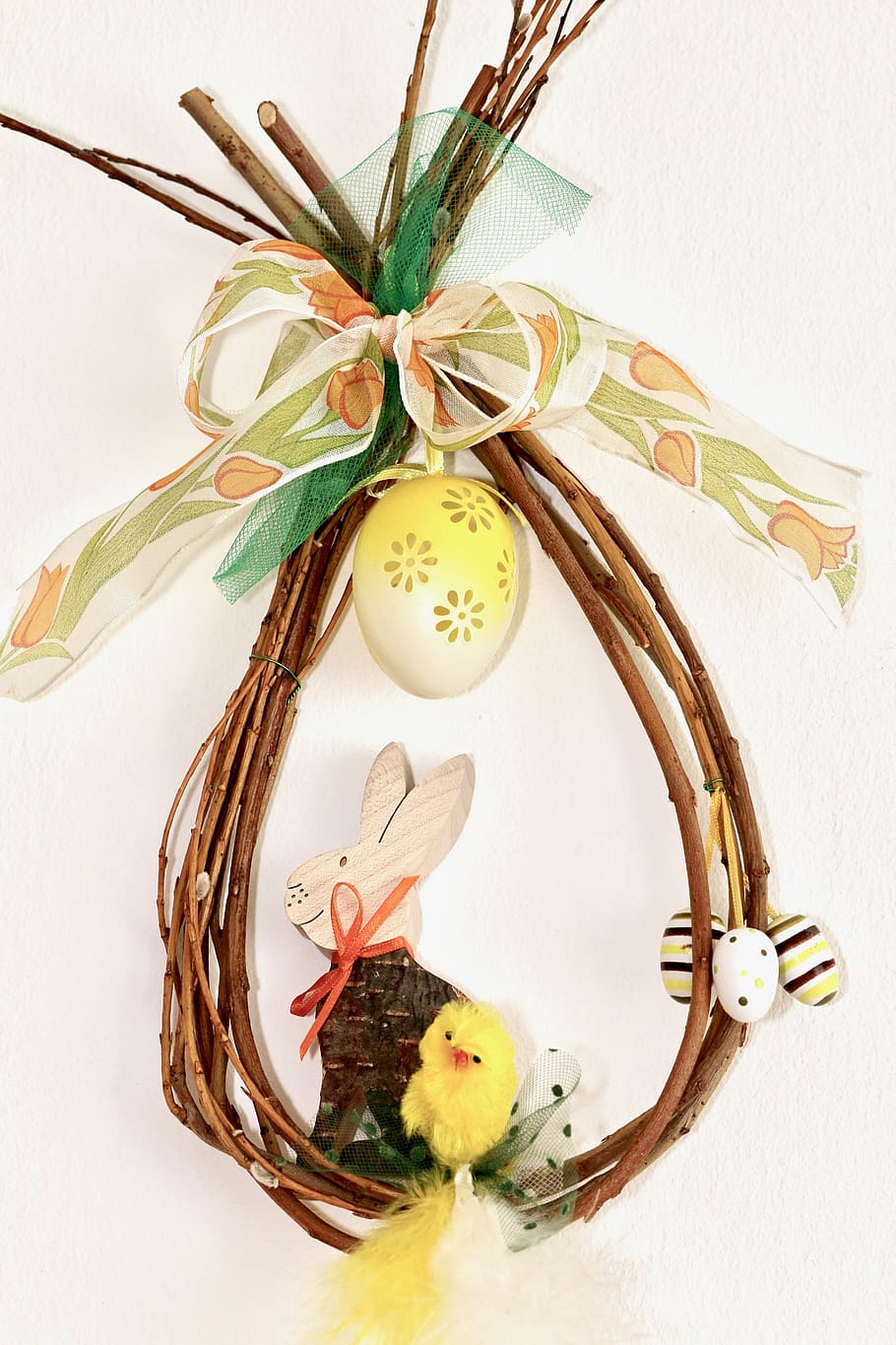 Easter, Wall, Decoration, Willow, Bow, wall decoration, willow bow HD wallpaper