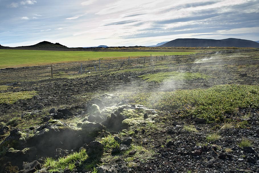 iceland, volcanic, smoke, scenics - nature, environment, beauty in nature HD wallpaper