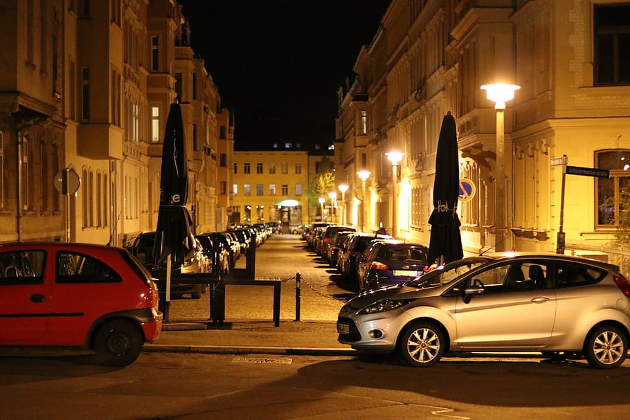 Night, Road, Facade, Light, City, traffic, autos, dark, street art HD wallpaper