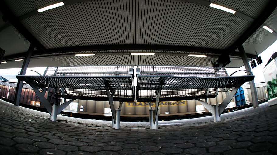 bank, seat, platform, wait, steel grid, metal bench, railway station HD wallpaper