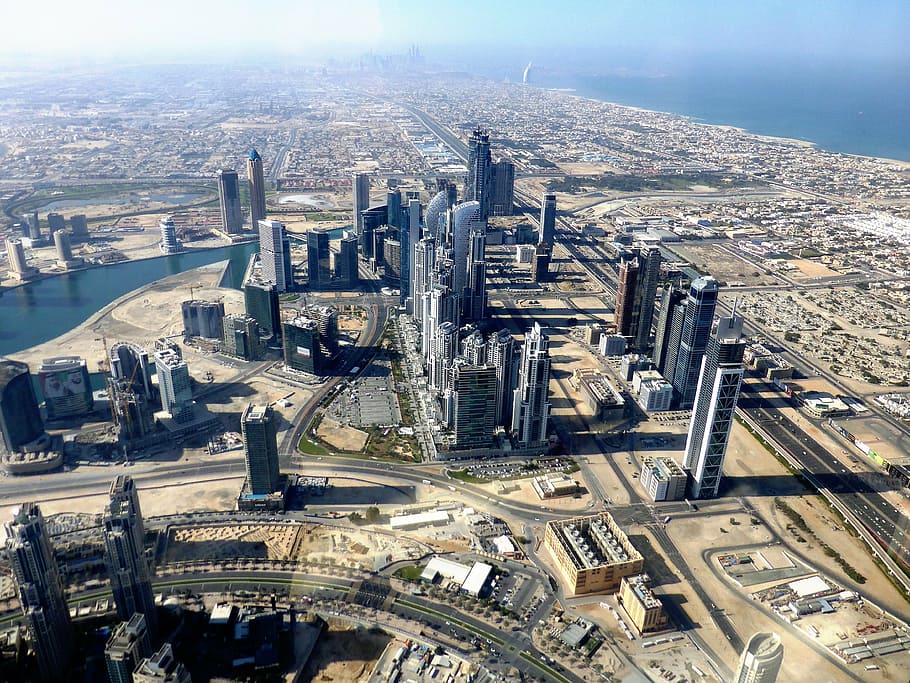 skyscrapers, view, dubai, building exterior, architecture, built structure HD wallpaper