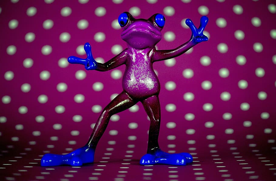 purple frog, disco, gesture, peace, funny, cute, figure, sweet