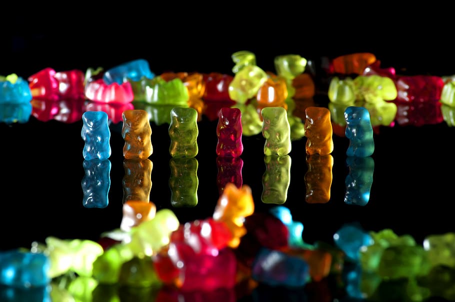 bear, gummi bears, bear party, multi colored, large group of objects HD wallpaper