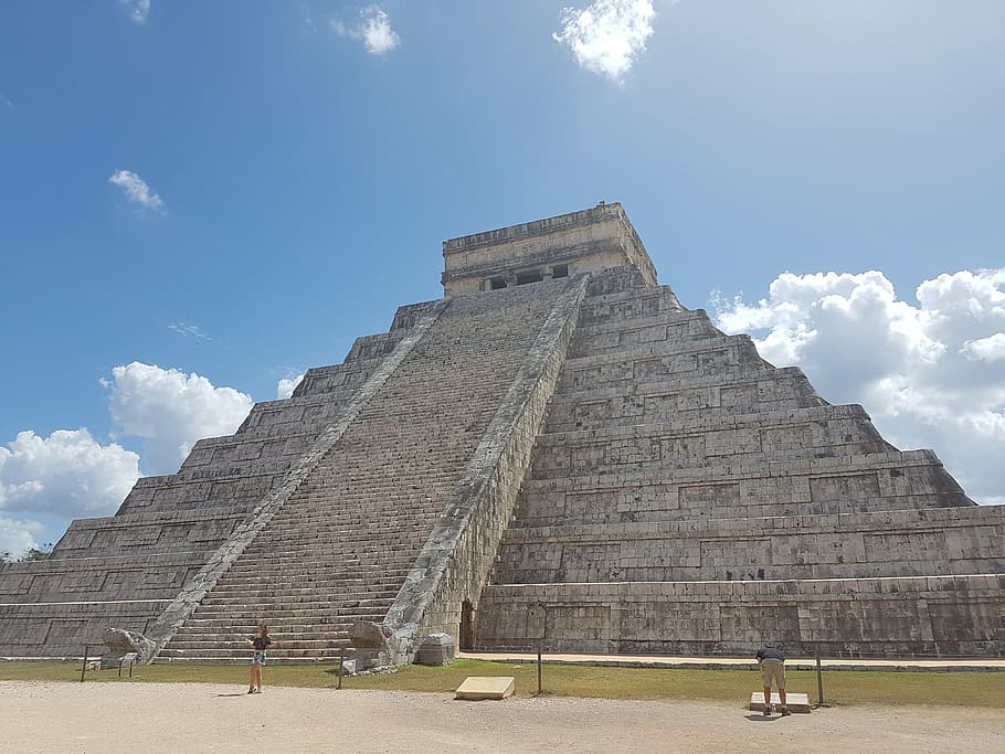 chichen itza, yucatan, maya, pyramid, sky, travel, the past, HD wallpaper