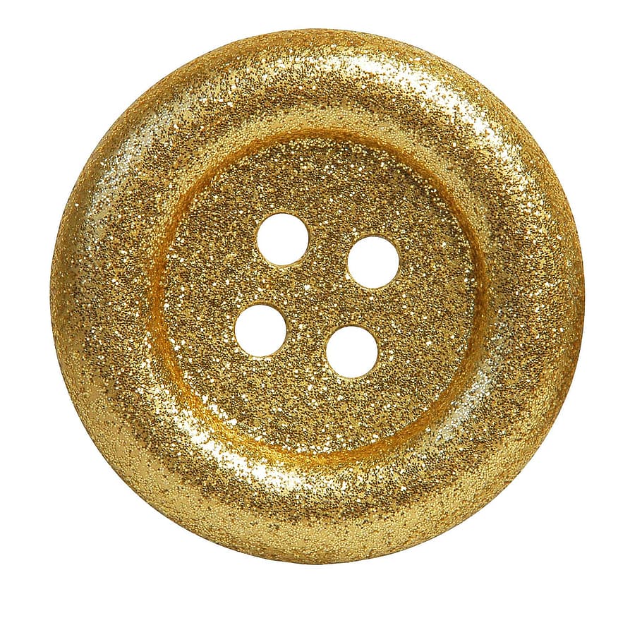 gold sequined button on white background, textile, confection HD wallpaper