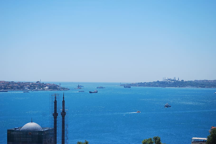 istanbul, turkey, bosphorus, marmara, sea, water, sky, building exterior, HD wallpaper