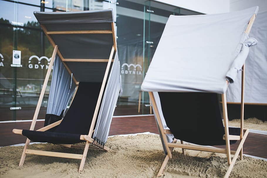 sunbeds, beach, summer, design, new, vacation, holiday, chillout HD wallpaper